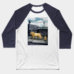 Lion walking in a city street Baseball T-Shirt